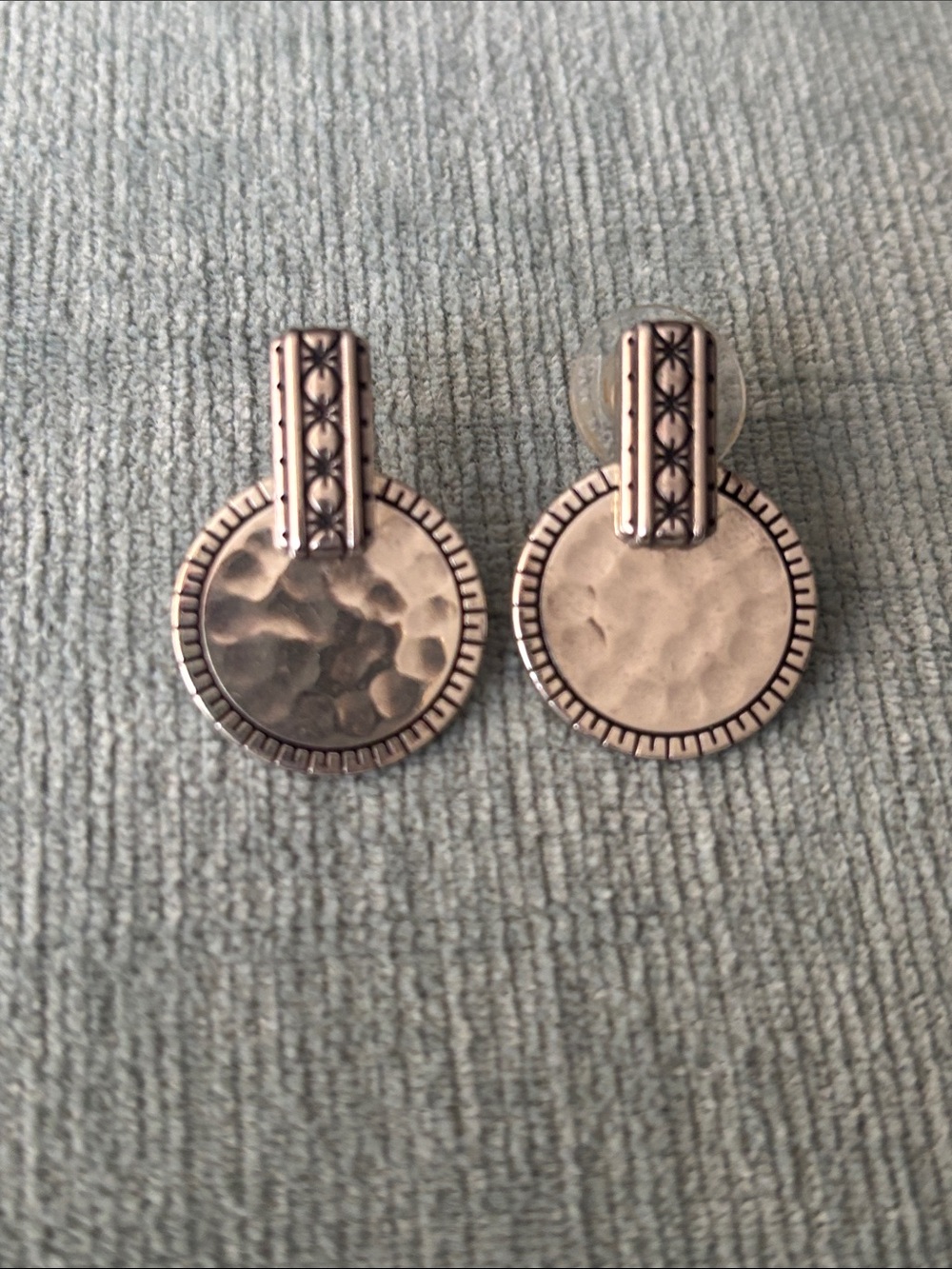 Brighton Silver-Tone Hammered Disc Drop Earrings